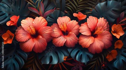 Wallpaper Mural Botanical illustrations showcasing exotic flora and fauna Torontodigital.ca