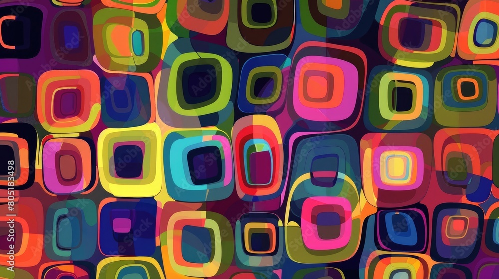 Vibrant pattern of randomly arranged rounded squares, Ai Generated. Vibrant pattern of randomly arranged rounded squares, Ai Generated.