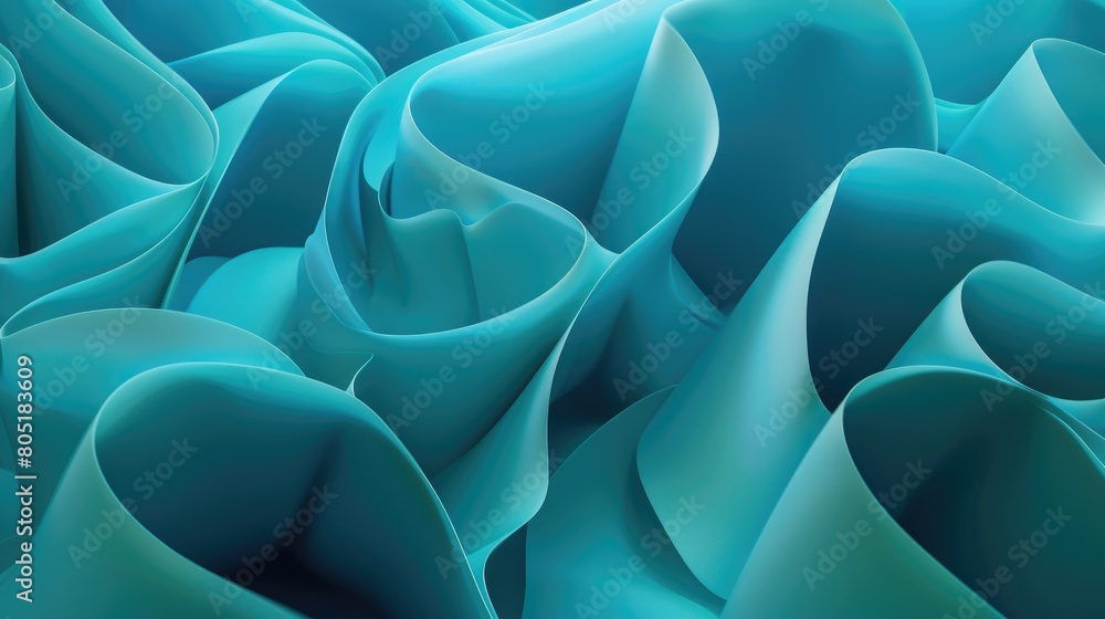 Fototapeta premium Soothing aqua blue backdrop with minimalist 3D shapes, Ai Generated.