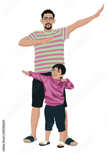 Family,parents,children,families,fathers,father,son,daughter,sister,brother,siblings,Kids,Child,Characters,Vector,Poster,Boy,Girl,Standing,Exercises,Happiness,Family time,Quality time,Dance