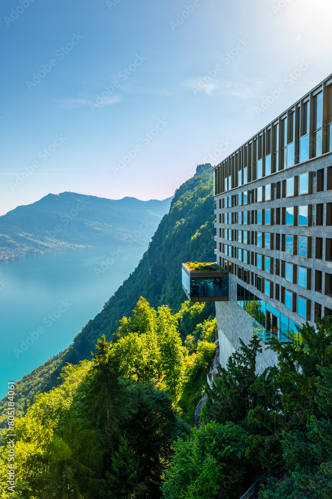 custom made wallpaper toronto digitalHotel Five Stars over Lake Lucerne and Mountain in Sunny Day in Bürgenstock, Nidwalden, Switzerland.