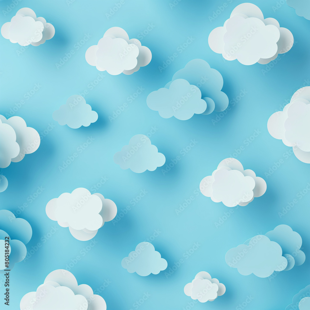 Blue sky with soft 3D clouds for tranquil and peaceful designs