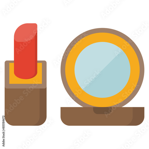 cosmetic such as lipstick compact powder or press powder flat icon