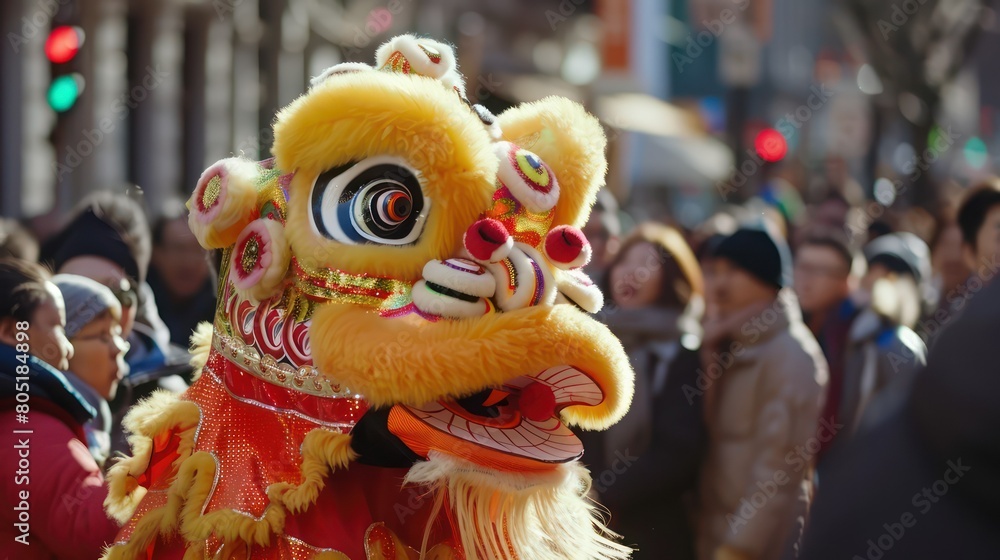 Chinese dragon dance at Chinese new year