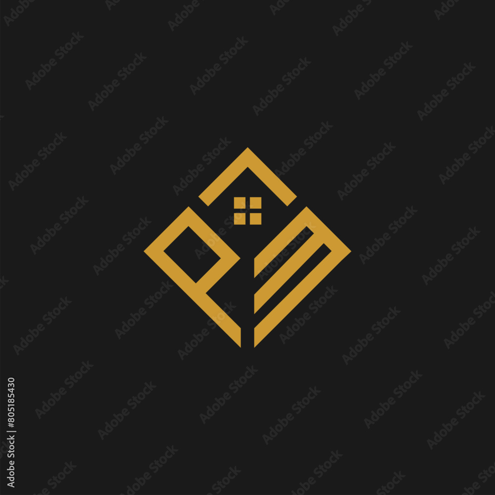  letter p and m, p and m building, roof design, window, building, hexagonal monogram