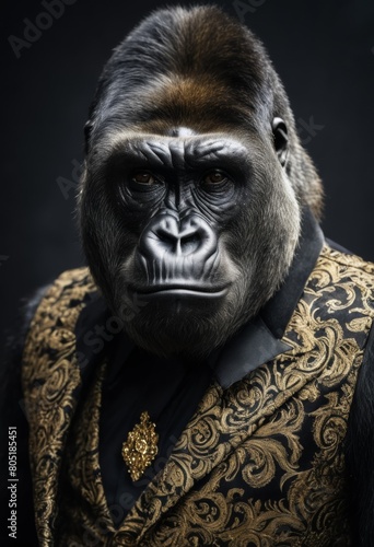 portrait of a gorilla dressed in a party suit © angel