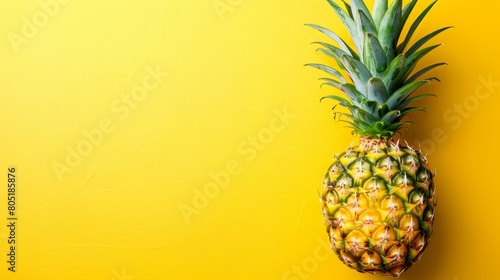   Close-up of a pineapple against a sunny yellow backdrop Inscribe name above pineapple