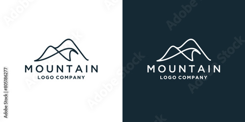Mountain island minimalist logo design template