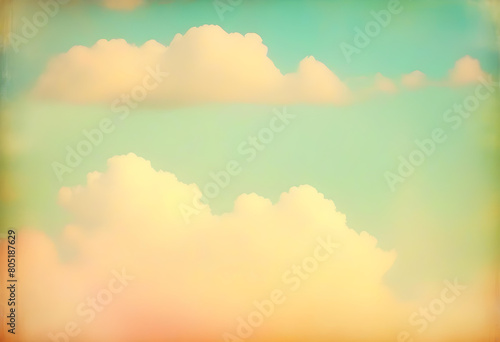 A photo of a cloudy sky with pastel colors and a grunge texture 