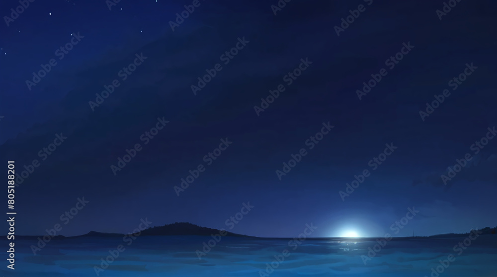 Anime-style Illustration: Celestial Night Landscape