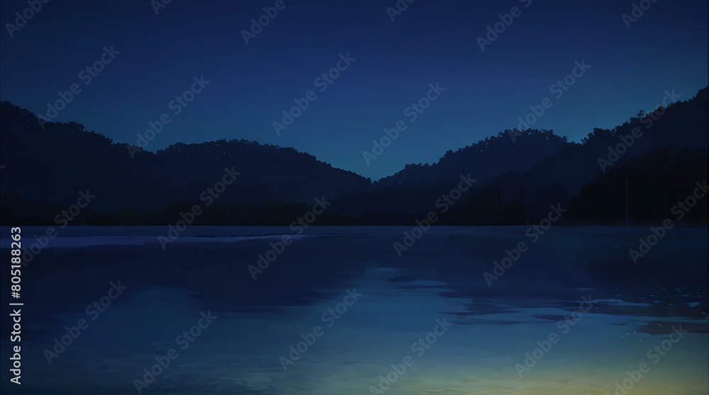Anime-style Illustration: Celestial Night Landscape
