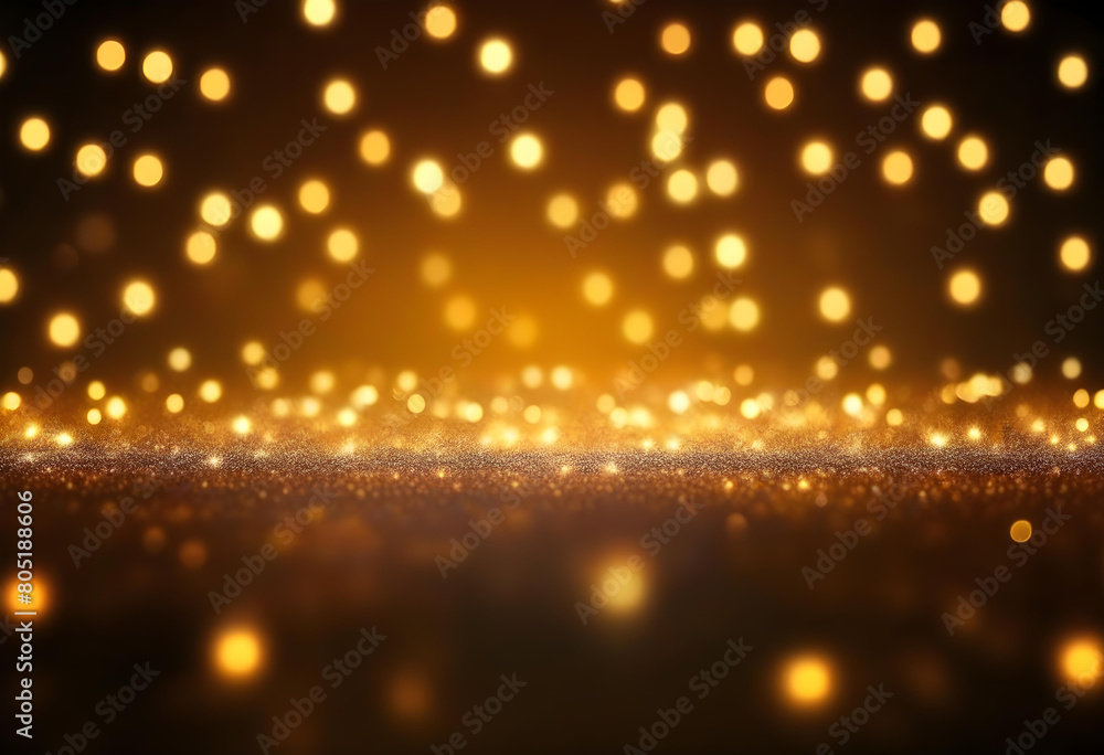 Obraz premium A close-up of defocused gold glitter lights against a black background