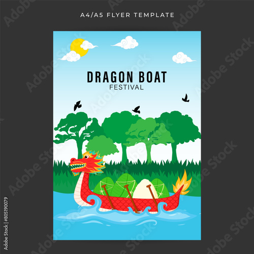 Vector illustration of Dragon Boat Festival social media feed template photo