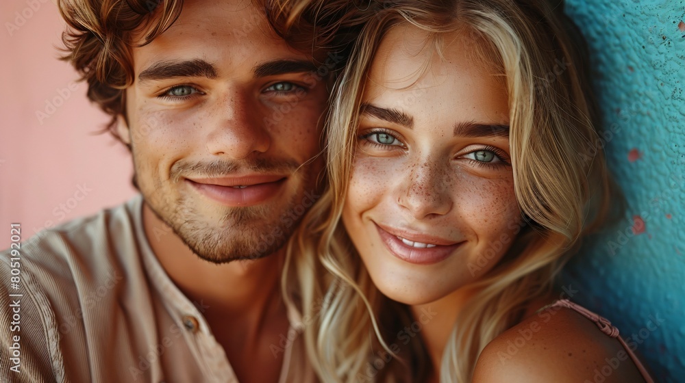 A man and woman holding hands and posing for a picture A man and woman holding hands and posing for a picture