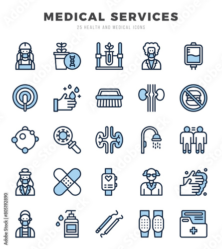 MEDICAL SERVICES Two Color icons. Vector Two Color illustration.