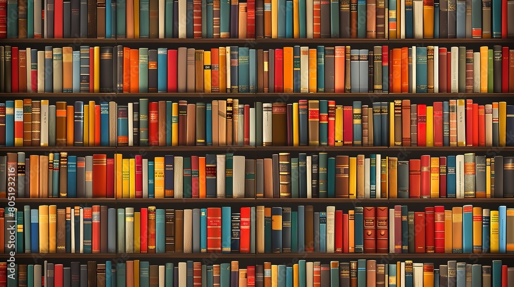 Amazing Library background full of multicolored books Amazing Library background full of multicolored books