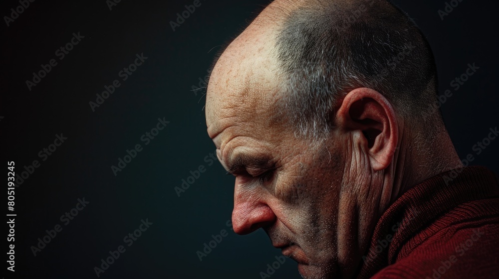 A close-up image of a man with a bald head. Suitable for various concepts A close-up image of a man with a bald head. Suitable for various concepts