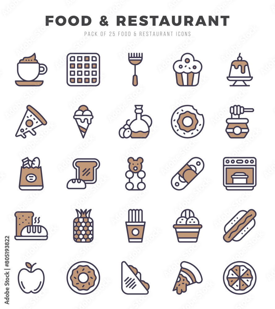 Simple Set of Food and Restaurant Related Vector Two Color Icons.