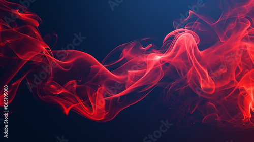 Bright red smoke abstract background drifts over a navy blue background, bold and eye-catching.