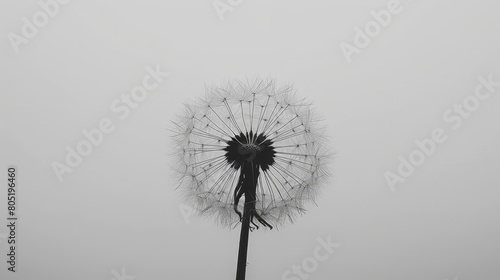 Wallpaper Mural   A monochrome image of a dandelion with a figure nestled within its seeds Torontodigital.ca