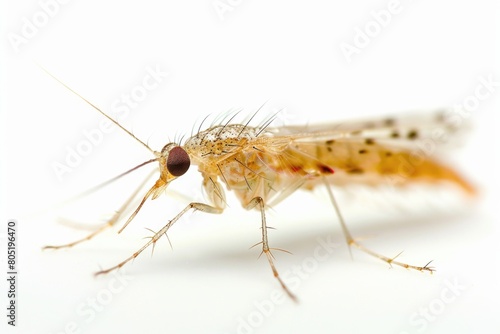 Detailed close up of a mosquito on a white background. Suitable for scientific or educational purposes