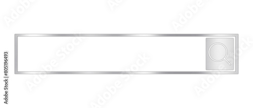 Glossy Silver Search Bar Isolated on White. Can be used as a Text Frame. 