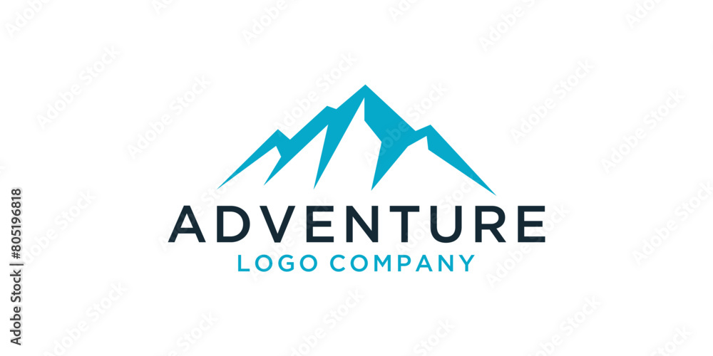 Panoramic hill vector logo design Panoramic hill vector logo design