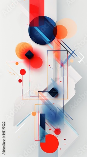 Abstract painting with vibrant colors and dynamic shapes on a bright white background