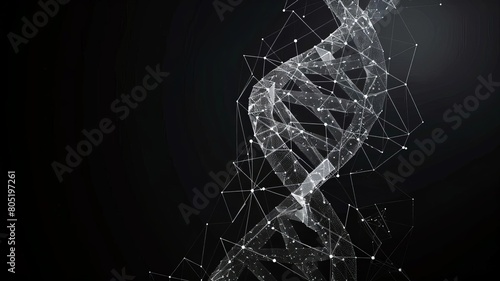 Create a low-poly infographic explaining the structure of DNA, including the double helix, nucleotides, and base pairs, photo