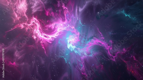 A beautiful space nebula with vibrant colors. photo