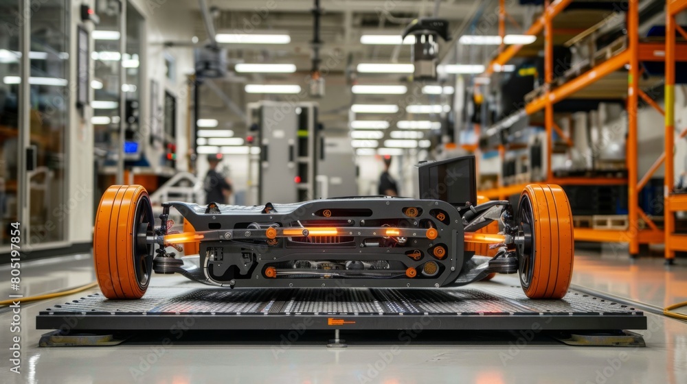Fototapeta premium Car manufacturing factory, housing an innovative robotic welding line