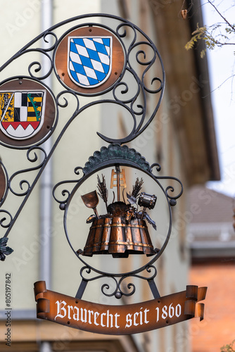 Nasenschild Brauerei mit Wappen Franken und Bayern