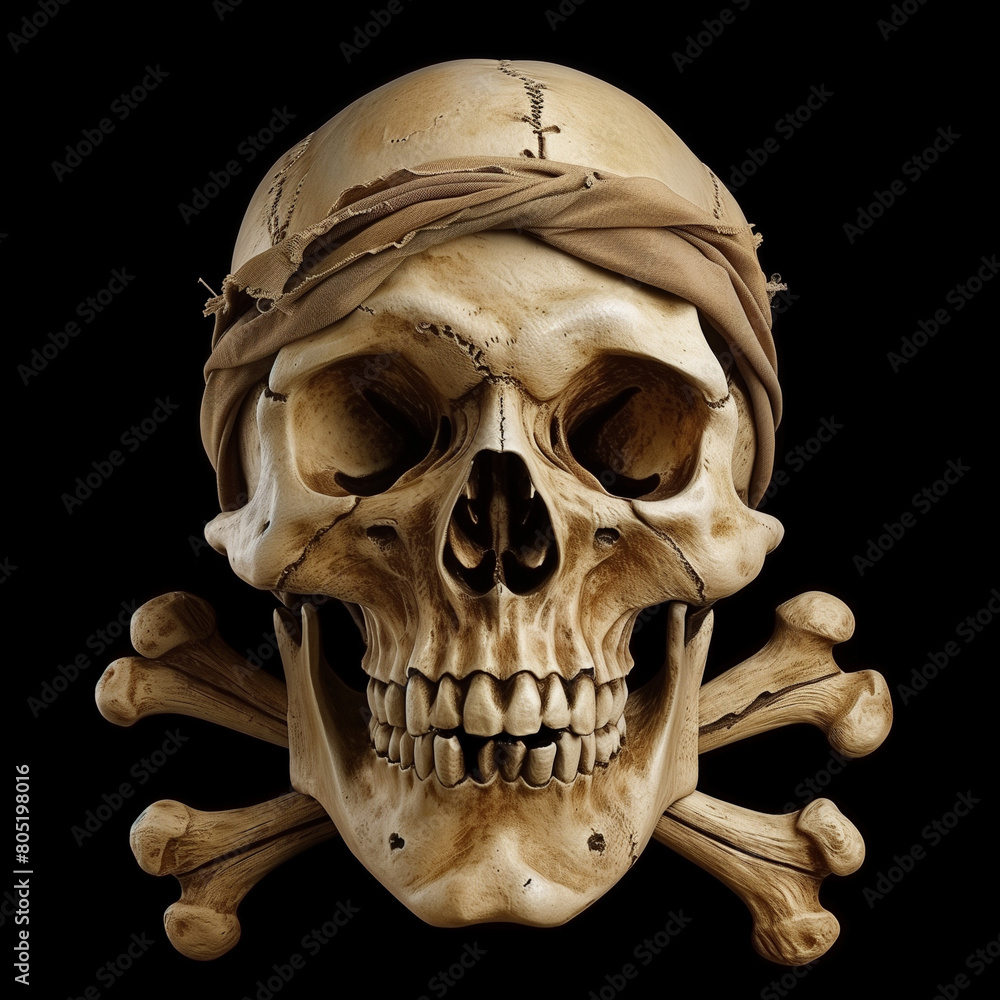 Obraz premium skull with crossbones isolated on dark background