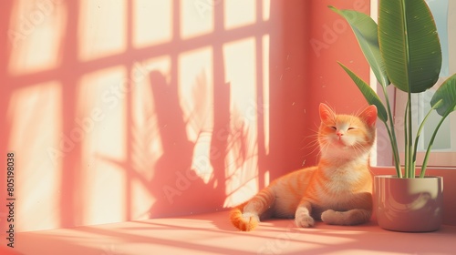 Ginger cat in the studio scene. Ideas from the cuteness of ginger cats.