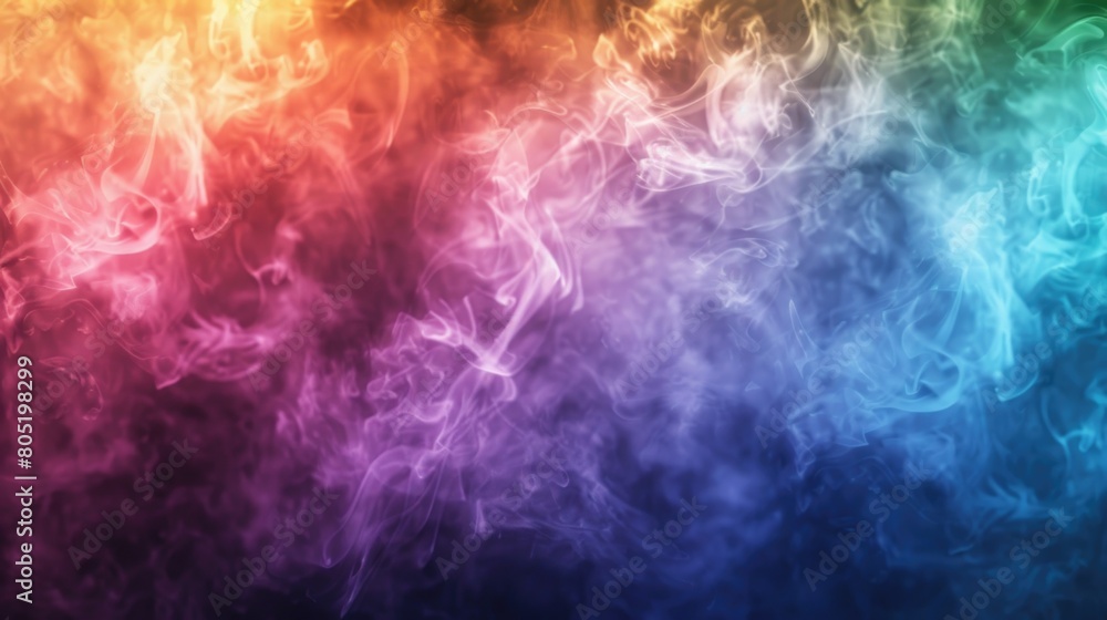 Rainbow colored smoke swirling in the air, perfect for artistic projects or creative designs Rainbow colored smoke swirling in the air, perfect for artistic projects or creative designs