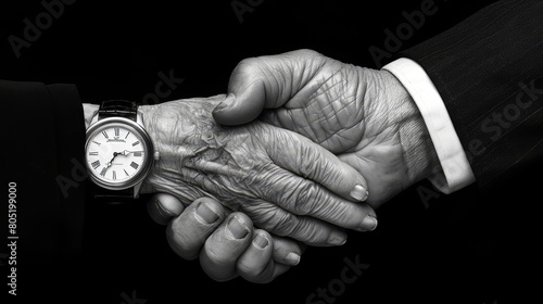 A child and an old man are merged with the hands and mechanism of a vintage clock, representing the fusion of human presence and the passing of time.