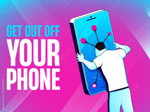 Take Control-Break Free from Social Media and mobile phone awareness poster - Vector Design