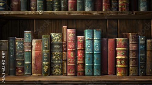 Beautiful Large collection of old books on wooden shelves