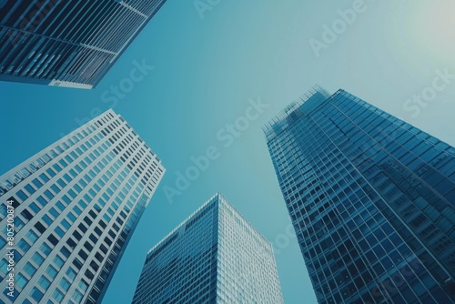 Urban cityscape with tall skyscrapers, ideal for architectural concepts or city life themes