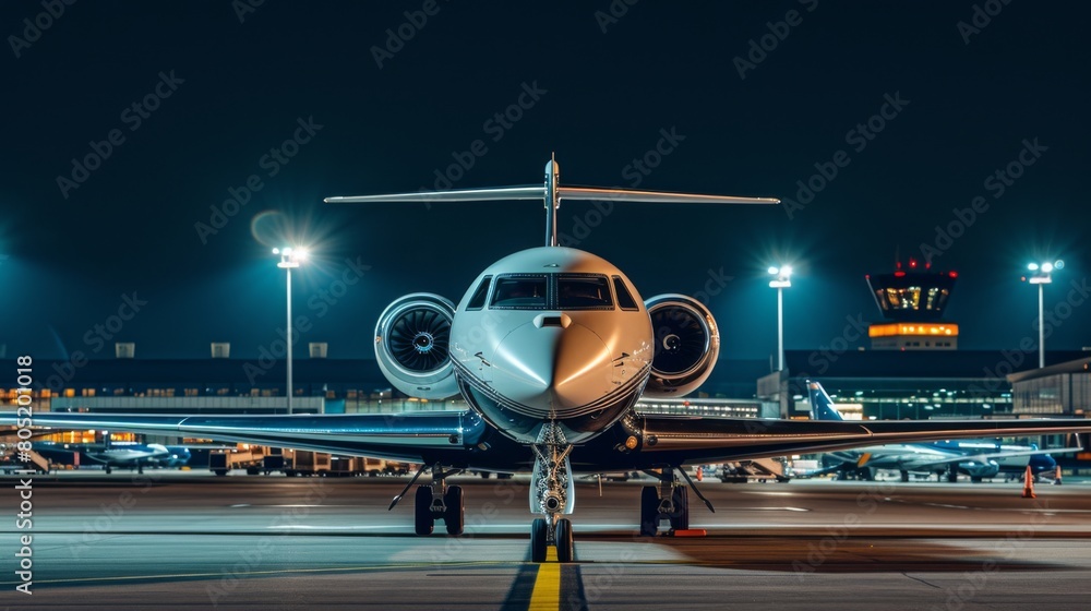 Fototapeta premium Private aviation, VIP class business jet parked at the airport