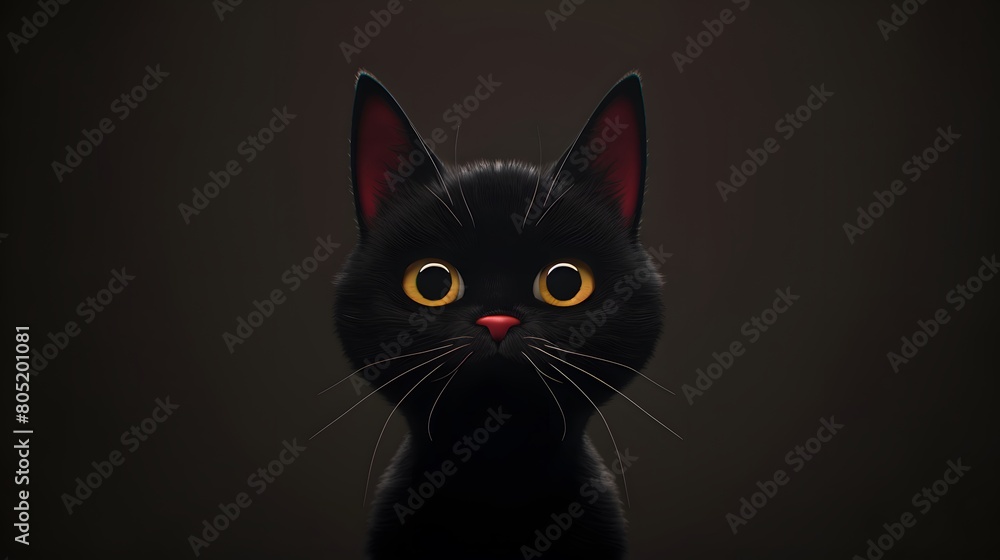 Black cat in the studio scene. Ideas from the cuteness of Bombay cats.