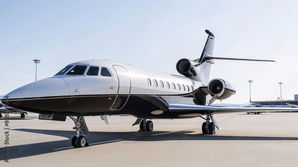 Private aviation, VIP class business jet parked at the airport Private aviation, VIP class business jet parked at the airport