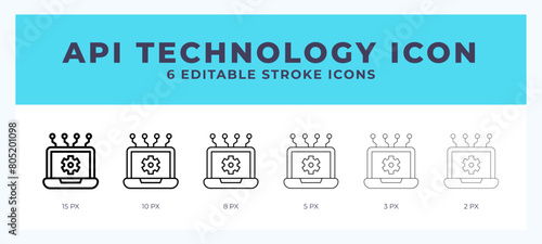 Api technology line icon vector illustration in trendy style.