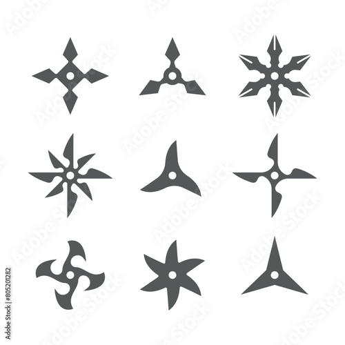 Traditional ninja star collection with flat design