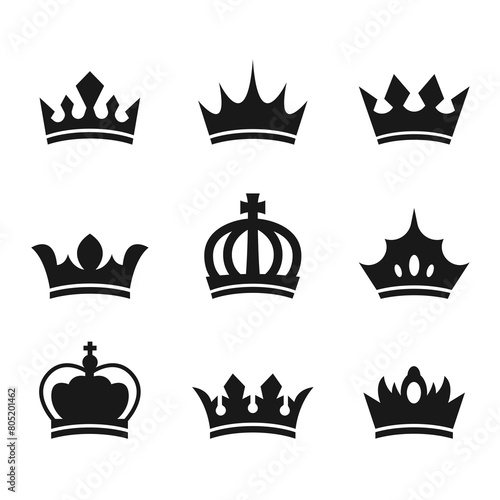 Collection of crown silhouette symbols