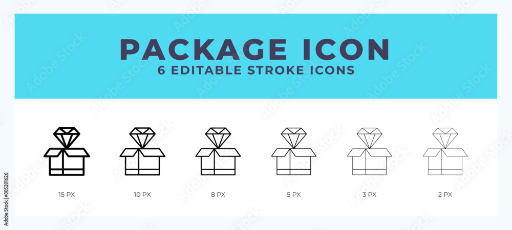 Package icon vector for web. And mobile app. Editable stroke outline icon.