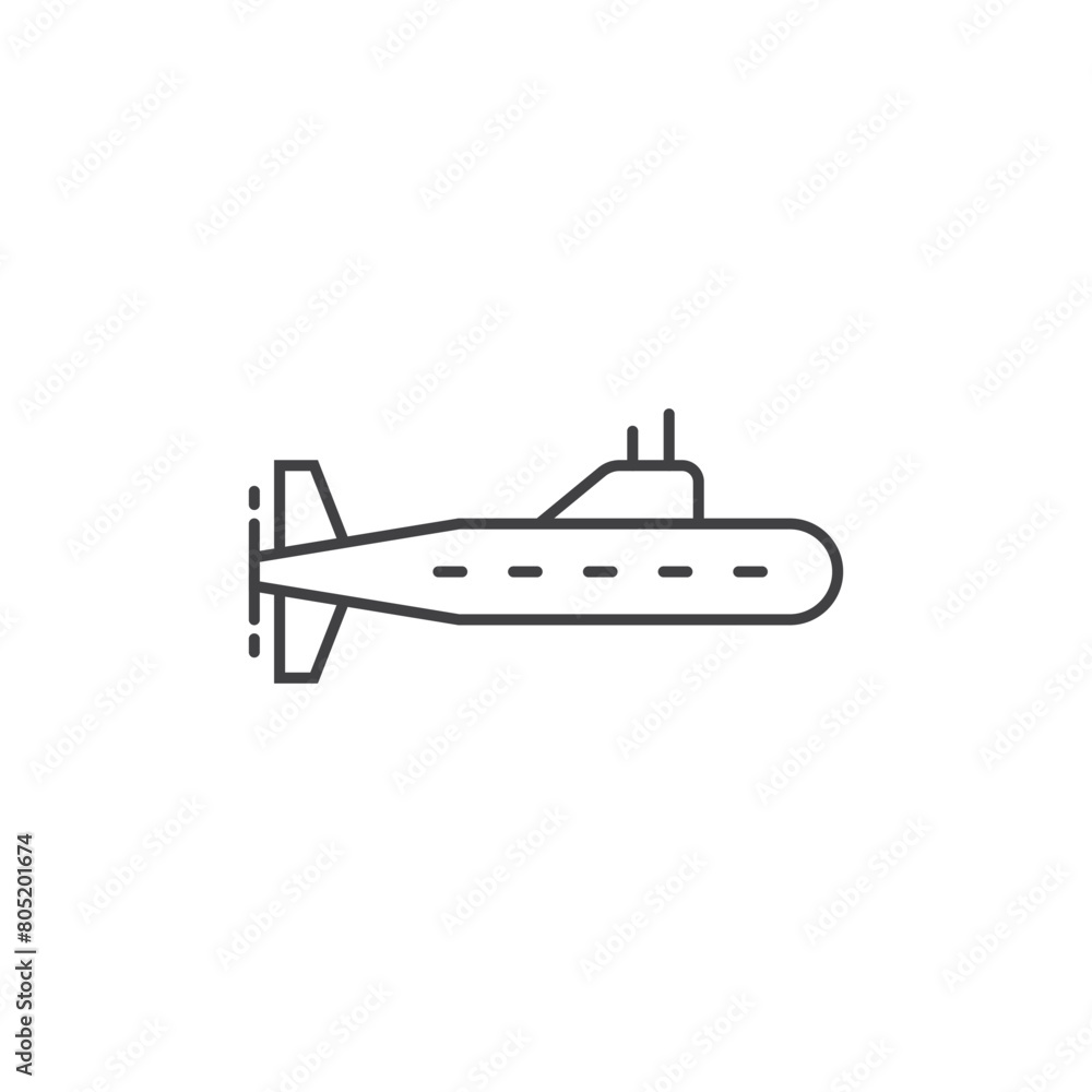 Submarine icon in flat style. Bathyscaphe vector illustration on isolated background. Underwater transport sign business concept.