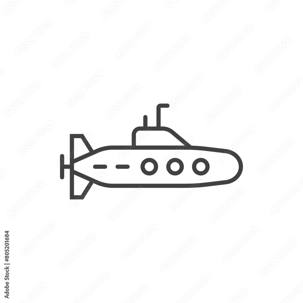 Submarine icon in flat style. Bathyscaphe vector illustration on isolated background. Underwater transport sign business concept.