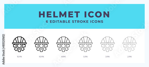 Helmet editable line icon. Vector illustration with different stroke.
