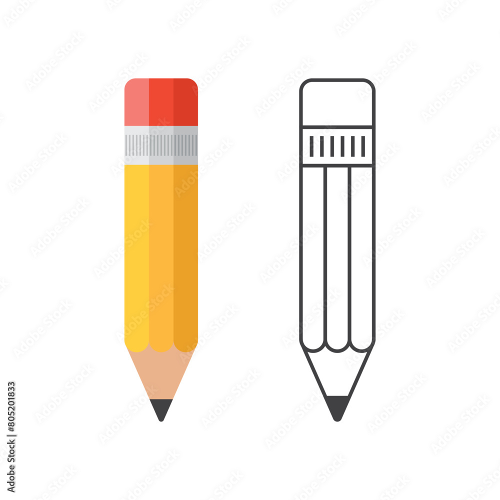 Pencil icon in flat style. Office supplies vector illustration on isolated background. Writing sign business concept. Pencil icon in flat style. Office supplies vector illustration on isolated background. Writing sign business concept.
